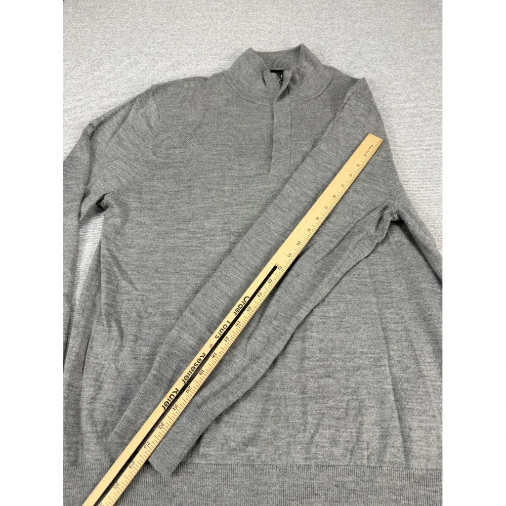 Banana Republic Mens XL Gray Merino Wool Blend Quarter Zip Sweater 980773